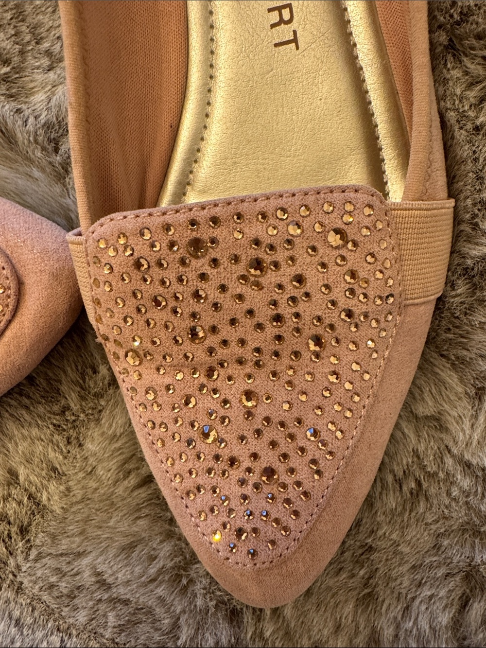 Anne Klein Pink Pointed Toe Flats with Stud Accents - Picture 4 of 11